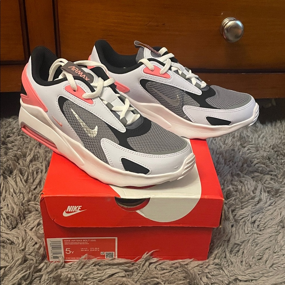 Nike Kids' White, Pink, and Gray Sneakers - Picture 1 of 7